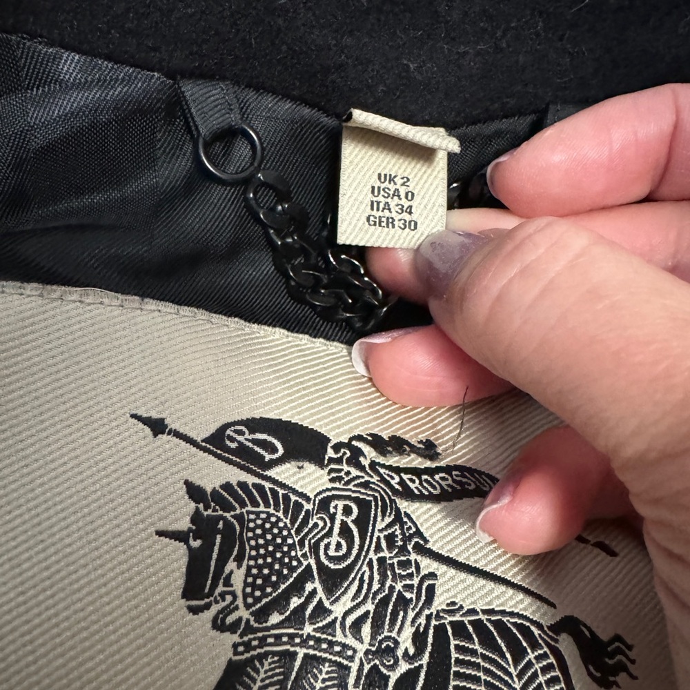 Authentic Burberry Kensington Wool Black Double-Breasted Trench Coat - Picture 6 of 8